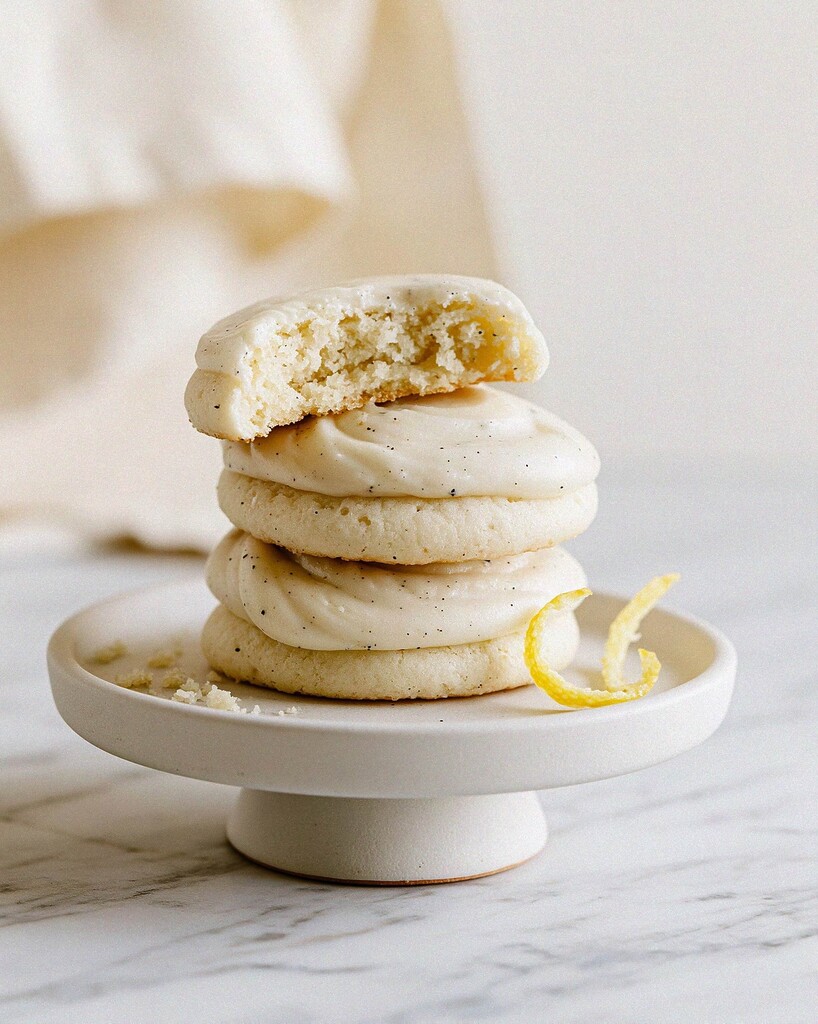 Breakaway shot of a tender lemon meltaway cookie showing the soft crumb