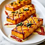 Marry Me Butternut Squash Steaks with Garlic Cream Sauce Marry Me butternut squash steaks arranged on a white plate over a creamy sauce, garnished with fresh basil and pumpkin seeds